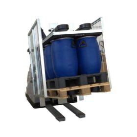 portable pallet inverter handling blue drums