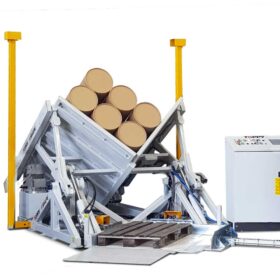 pallet tipper managing carton drums
